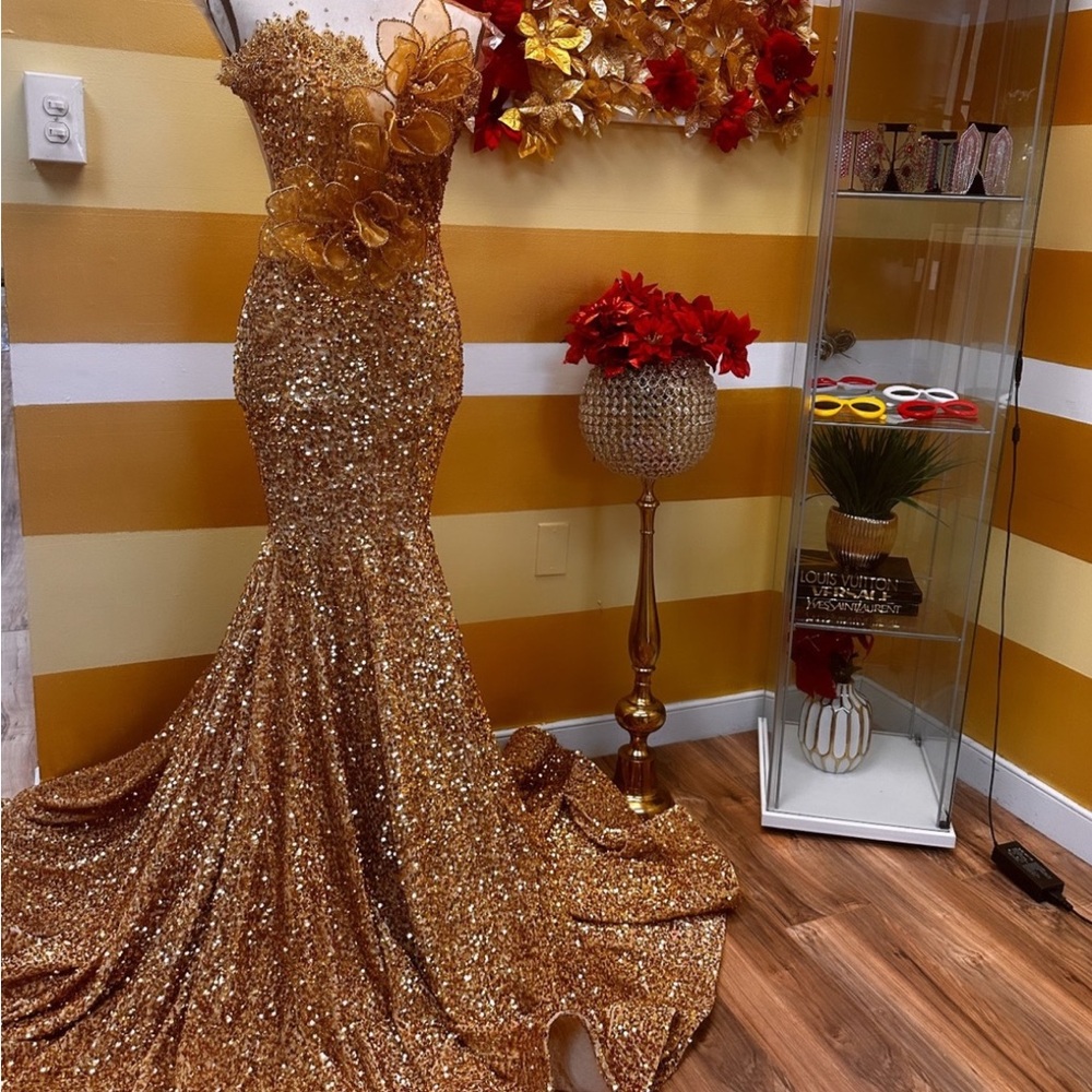 Gold prom dress